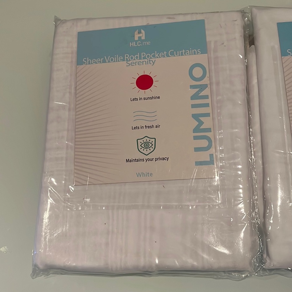 New Sheer Voile Curtain 54”W x 95”L in White selling 2